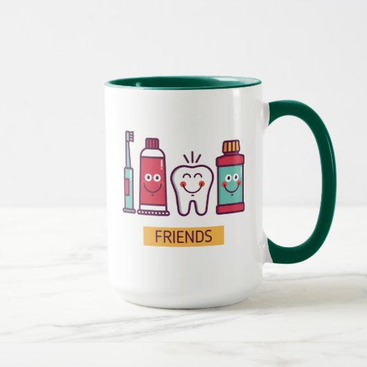 Cartoon-Mundsorgfalt-Freunde Tasse (Rechts)