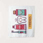 Cartoon-Mundsorgfalt-Freunde Wandteppich (Vorderseite)