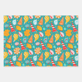 Cartoon Muscheln mit Sand und Doodle-Verzierung Geschenkpapier Set (Vorderseite 2)