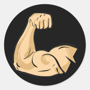 Cartoon MUSCLES MAN kräftiger Arm Bizeps athletisc Runder Aufkleber