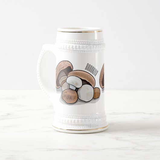 Cartoon Mushroom-Abbildung Bierglas (Vorderseite Links)