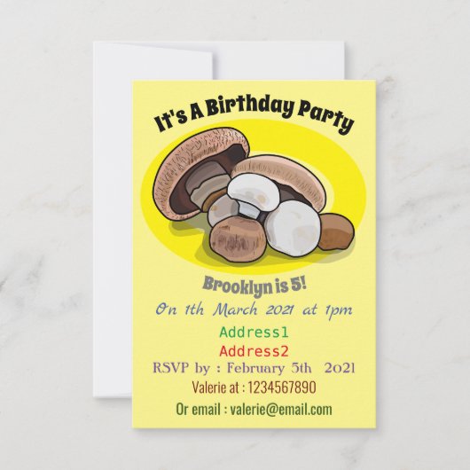 Cartoon Mushroom-Abbildung Einladung (Vorderseite)