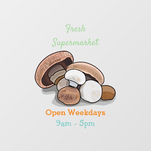 Cartoon Mushroom-Abbildung Fensteraufkleber (Blatt)