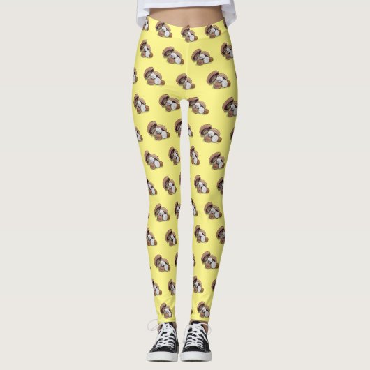Cartoon Mushroom-Abbildung Leggings (Vorderseite)
