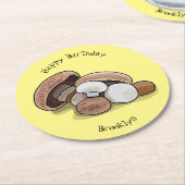 Cartoon Mushroom-Abbildung Runder Pappuntersetzer (Angewinkelt)