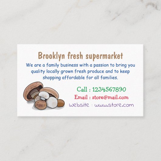 Cartoon Mushroom-Abbildung Visitenkarte (Vorderseite)