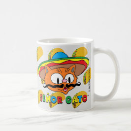 Cartoon Mustache Cat Senor Gato mit Tacos Kaffeetasse