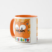 Cartoon Mustache Cat Senor Gato Thumbs Up Tasse (Vorderseite Links)
