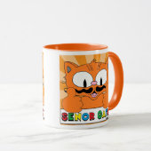 Cartoon Mustache Cat Senor Gato Thumbs Up Tasse (VorderseiteRechts)