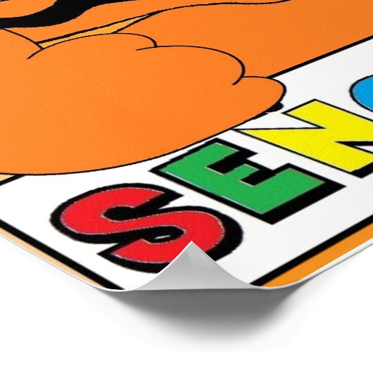 Cartoon Mustache Cat Senor Gato zwei Daumen hoch Poster (Ecke)