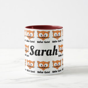 Cartoon Mustache Katze Muster Personalisiert Tasse