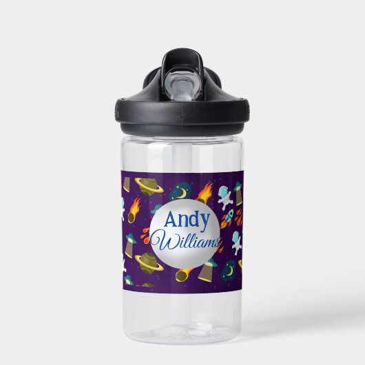 Cartoon-Muster für Raumplaneten Trinkflasche (Vorne)