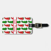 Cartoon-Muster für rote und grüne Pfefferdivas Gepäckanhänger (Vorderseite horizontal)