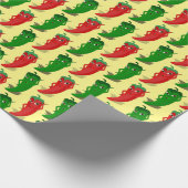 Cartoon-Muster für rote und grüne Pfefferdivas Geschenkpapier (Ecke)