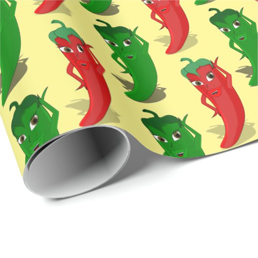 Cartoon-Muster für rote und grüne Pfefferdivas Geschenkpapier (Rolleneckpunkt)