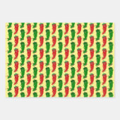 Cartoon-Muster für rote und grüne Pfefferdivas Geschenkpapier Set (Vorderseite 3)