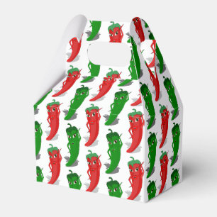 Cartoon-Muster für rote und grüne Pfefferdivas Geschenkschachtel