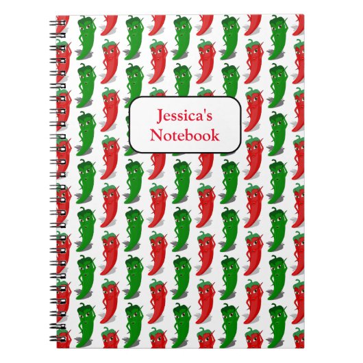Cartoon-Muster für rote und grüne Pfefferdivas Notizblock (Vorderseite)