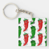Cartoon-Muster für rote und grüne Pfefferdivas Schlüsselanhänger (Vorderseite)