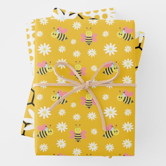 Cartoon-Muster für Schlafbienen Geschenkpapier Set (Beispiel)