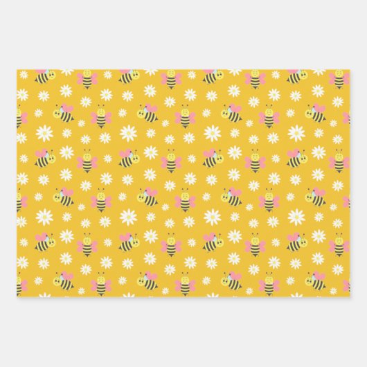 Cartoon-Muster für Schlafbienen Geschenkpapier Set (Vorderseite)