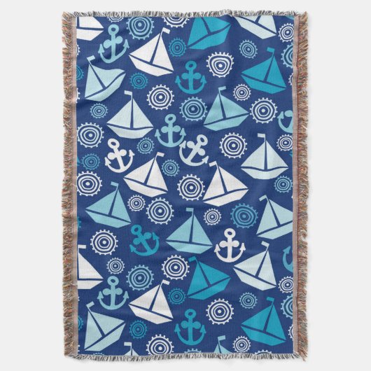 Cartoon-Muster mit Segelbooten Decke (Vorderseite Vertikal)