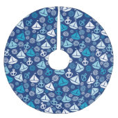 Cartoon Muster mit Segelbooten Polyester Weihnachtsbaumdecke (Vorderseite)