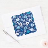 Cartoon Muster mit Segelbooten Quadratischer Aufkleber (Umschlag)