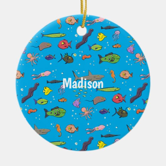 Cartoon-Muster von Wolkenkratzern Keramik Ornament (Vorne)