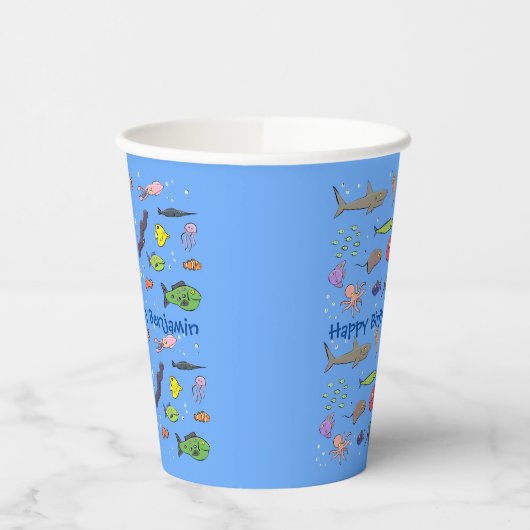 Cartoon-Muster von Wolkenkratzern Pappbecher (Links)