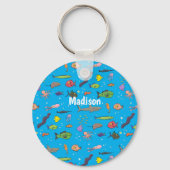 Cartoon-Muster von Wolkenkratzern Schlüsselanhänger (Vorderseite)