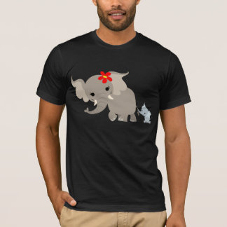 Cartoon-Mutter-Elefant-und Kalb-T - Shirt