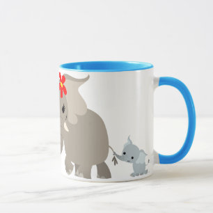 Cartoon-Mutter-Elefant-und Kalb-Tasse Tasse