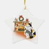 Cartoon Mutter Katze und Kitten im gemütlichen Kam Keramik Ornament (Hinten)