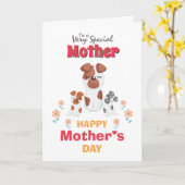 Cartoon Mutter Kind Hund Blume Mütter Tageskarte Karte (Gelbe Blume)