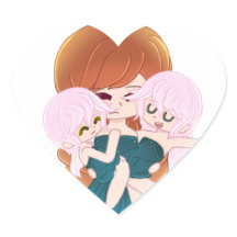 Cartoon Mutter mit ihrem Zwillingsaufkleber