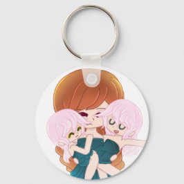 Cartoon Mutter mit ihren Twins Schlüsselanhänger