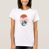 Cartoon Mutter mit ihren Twins T - Shirt (Vorderseite)