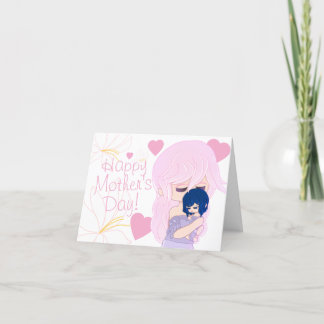 Cartoon Mutter mit ihrer Mädchenkarte Feiertagskarte