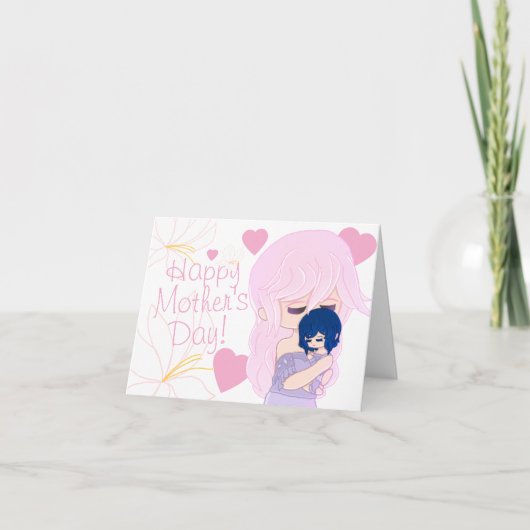 Cartoon Mutter mit ihrer Mädchenkarte Feiertagskarte (Vorderseite)