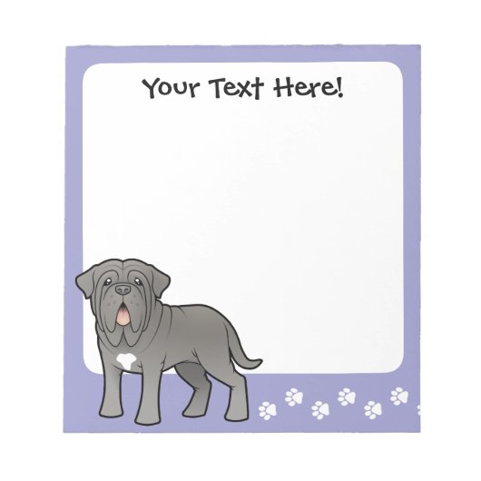 Cartoon Neapolitan Mastiff Notizblock (Vorderseite)