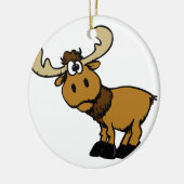 Cartoon Neuer Elch | Hintergrundfarbe auswählen Keramik Ornament (Links)