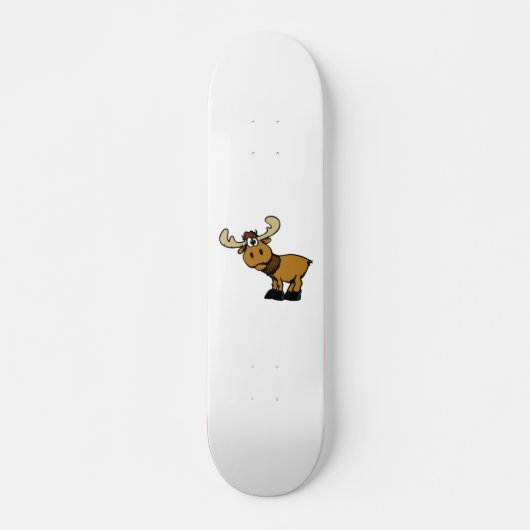 Cartoon Neuer Elch | Hintergrundfarbe auswählen Skateboard (Vorne)