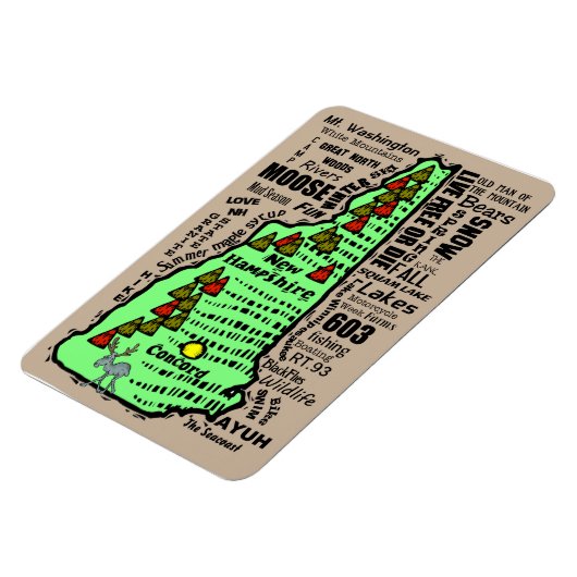 Cartoon New Hampshire Staat Magnet (Linke Seite)