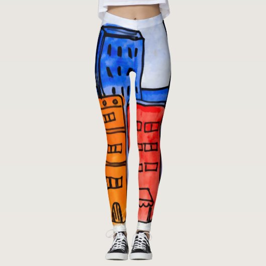 Cartoon New York City Graffiti Leggings (Vorderseite)