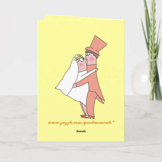 Cartoon Newlyweds Congratulations Wedding Cards Karte (Rückseite)