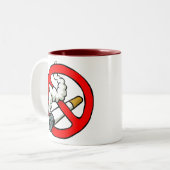 Cartoon-Nichtraucherzeichen Zweifarbige Tasse (Vorderseite Links)