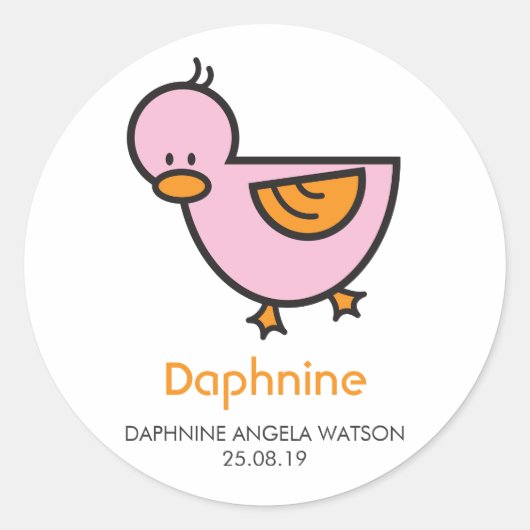 Cartoon Niedlich Duckling New Baby Geschenksticker Runder Aufkleber (Vorderseite)