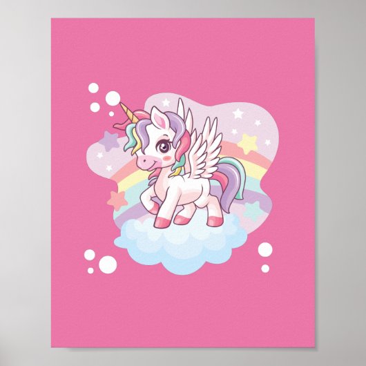 Cartoon niedlich Einhorn. Poster (Vorne)