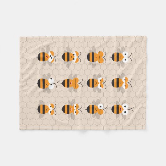 Cartoon Niedlich Funny Honey Bee Honeycomb Fleecedecke (Vorderseite (Horizontal))